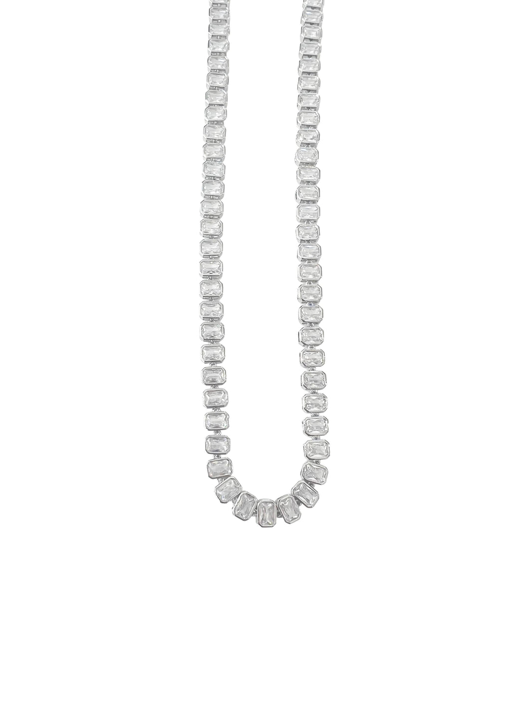 Elvie Bezel Tennis Necklace: Silver