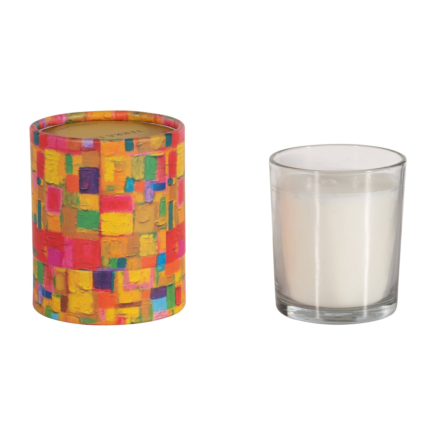 Boxed Candle - Yellow/Orange Glass "Sleep When Dead", 7 Oz