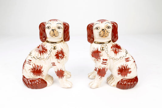 Staffordshire Dog Single Brown and White with Brown Finish
