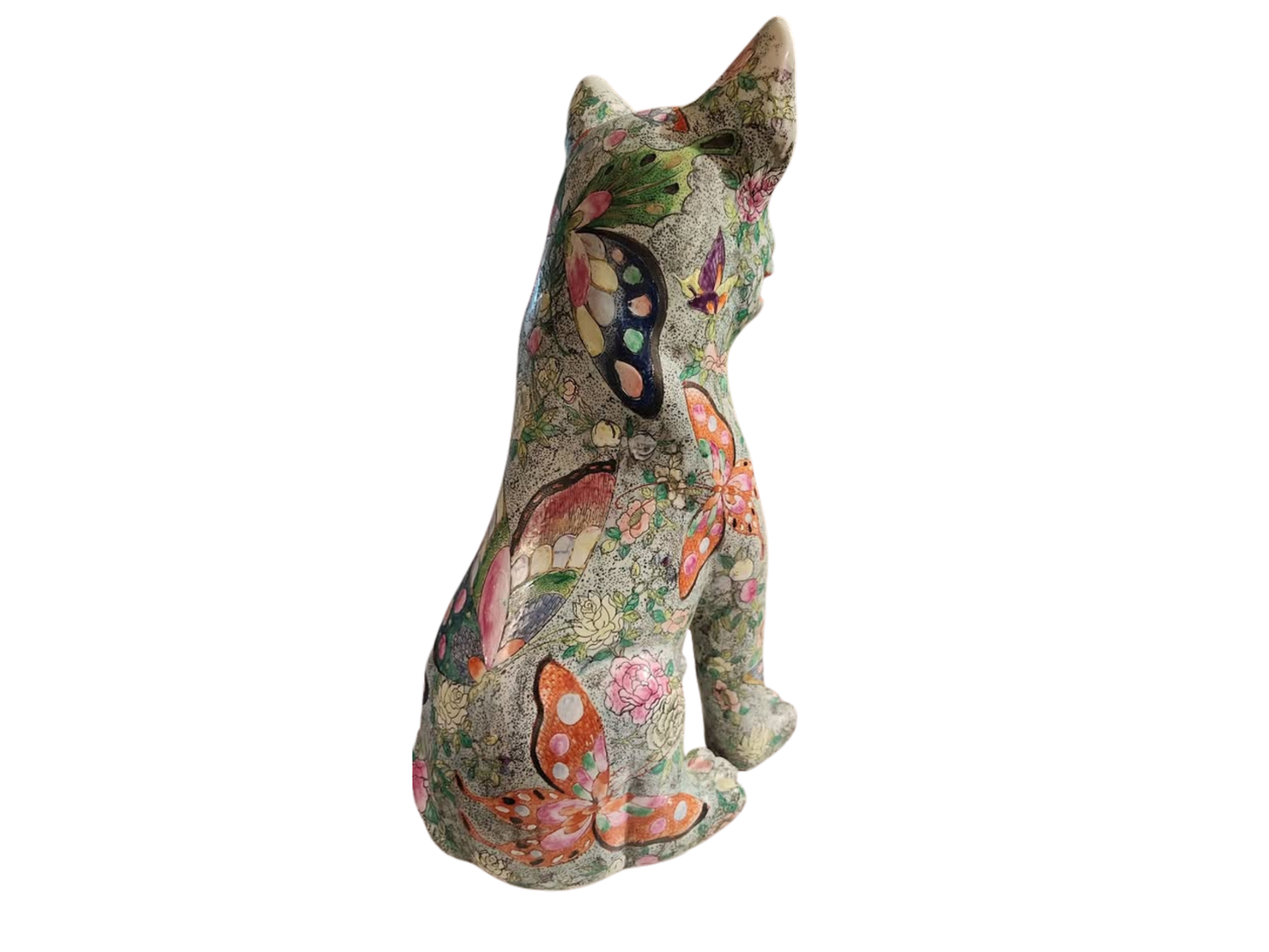 Antique Ceramic Hand Painted Famille Verte Foo Dogs