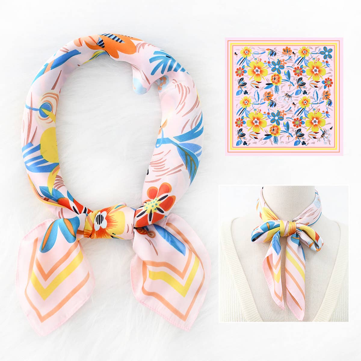 Floral Print  Scarf – Vintage Neck & Head Wrap
