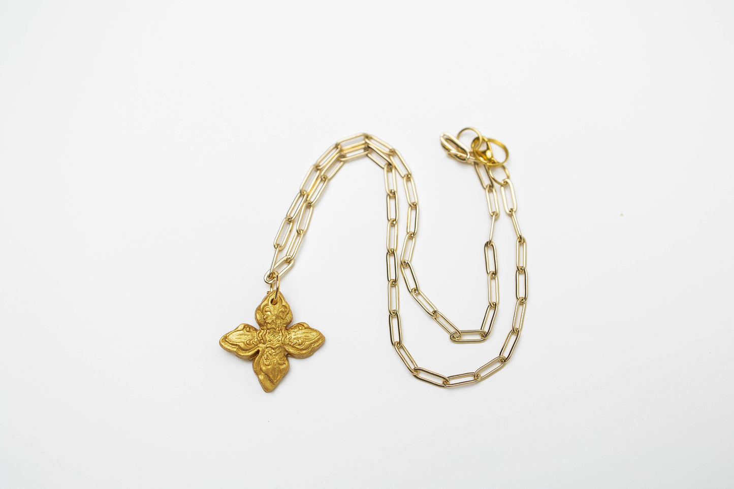 Small Gold Paperclip Chain with Kait Cross
