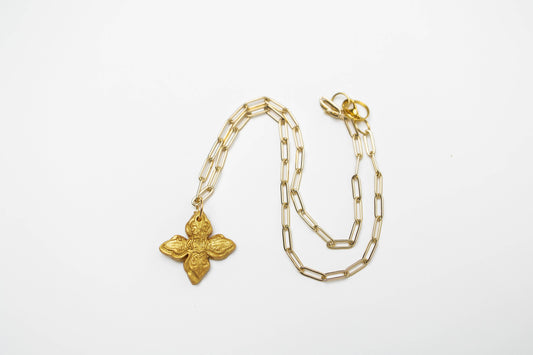 Small Gold Paperclip Chain with Kait Cross