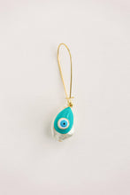 Load image into Gallery viewer, Natural Pearl and Evil Eye Threader Statement Earrings
