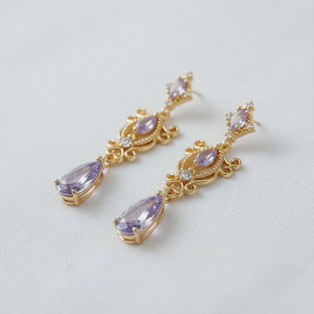 Palace Purple Zirconia Stud Earrings