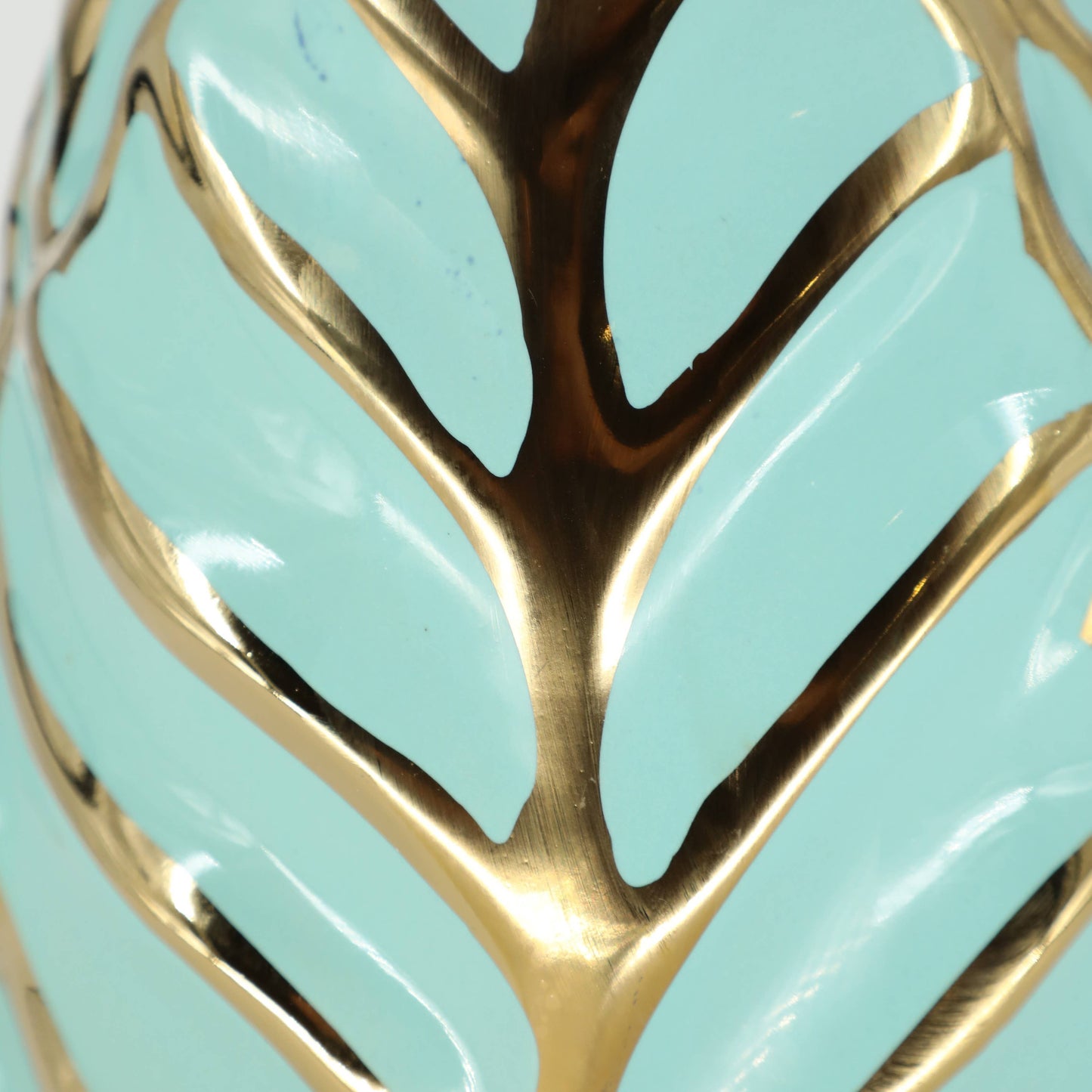 Ceramic Leaf Sculptural Design Flower Vase - Green, 8 in.