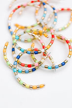 Load image into Gallery viewer, Multi-Colored Rainbow Beaded Statement Hoop Earrings
