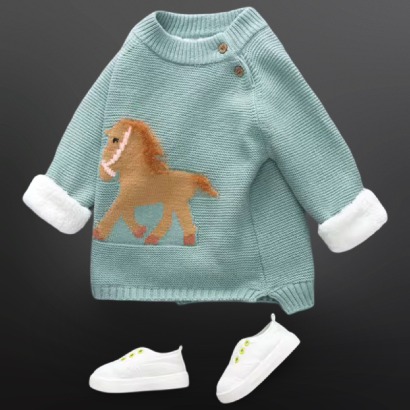 Equestrian Western Horse Knit Baby Sweater