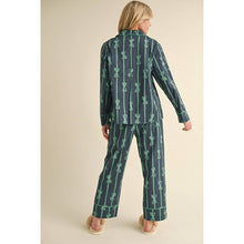 Load image into Gallery viewer, Navy/Green Bow PJ Set
