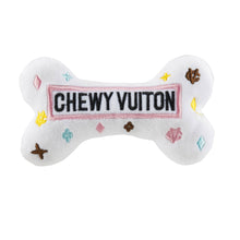Load image into Gallery viewer, White Chewy Vuiton Bones Squeaker Dog Toy: Small / Mini
