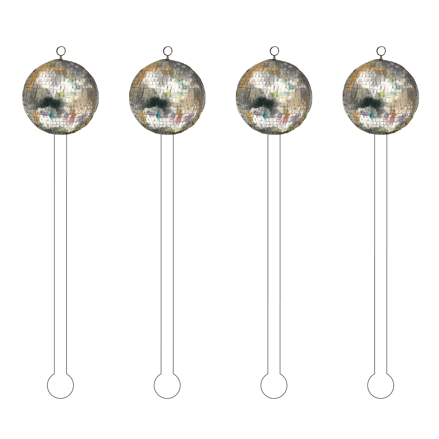 Acrylic Stir Sticks Set- Disco Balls
