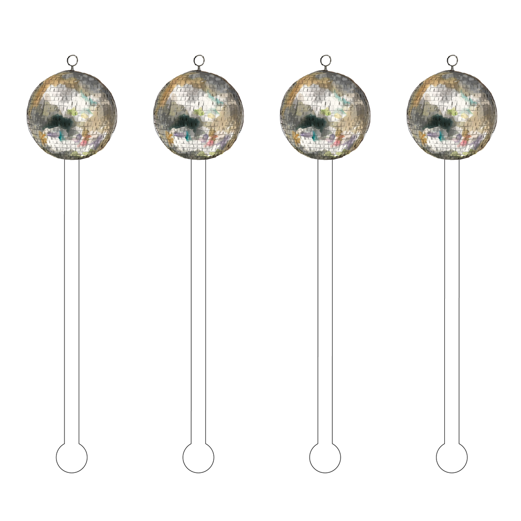 Acrylic Stir Sticks Set- Disco Balls