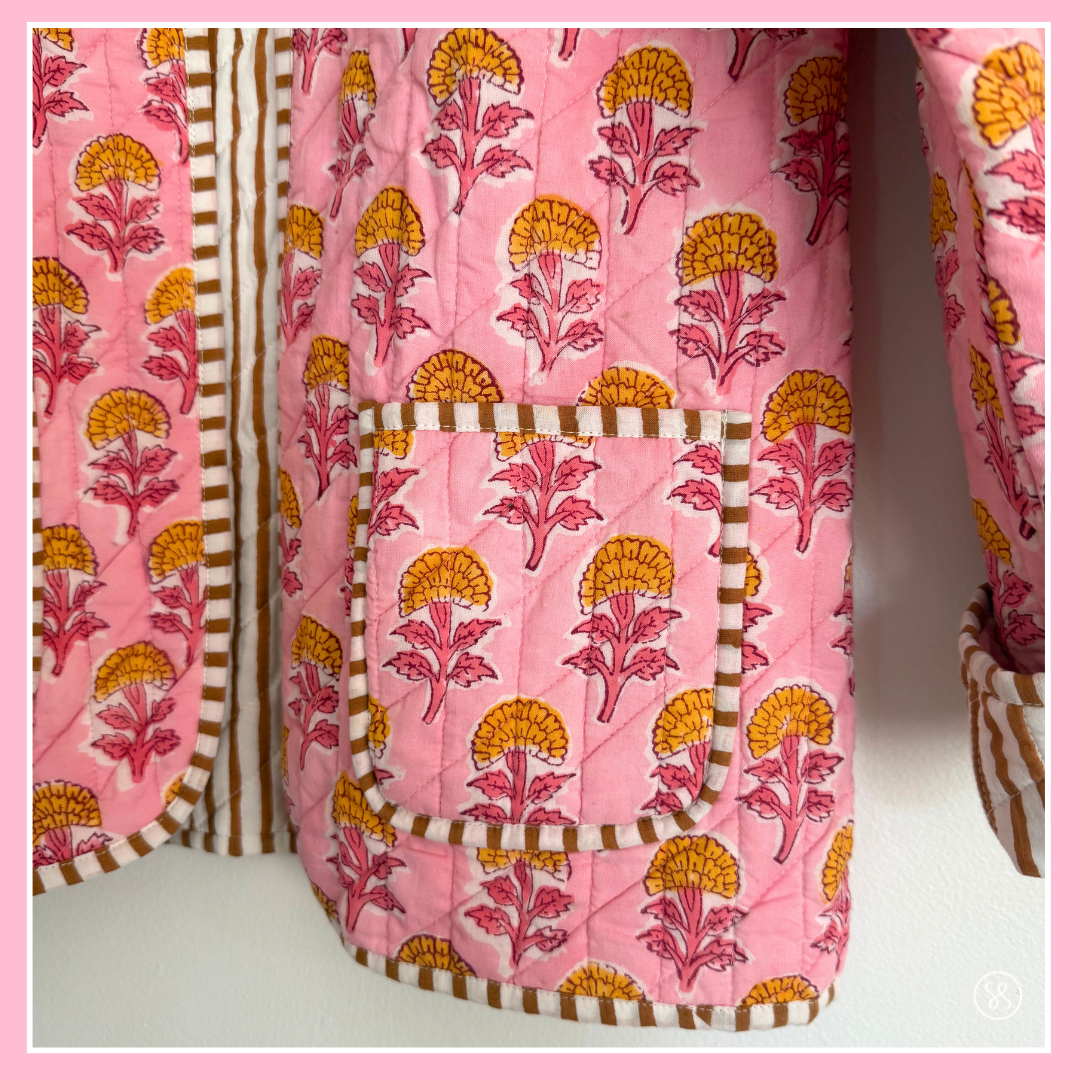Quilted Reversible Floral & Stripe Jacket