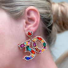 Load image into Gallery viewer, &#39;30&#39; Birthday Celebration Rhinestone Drop Earrings
