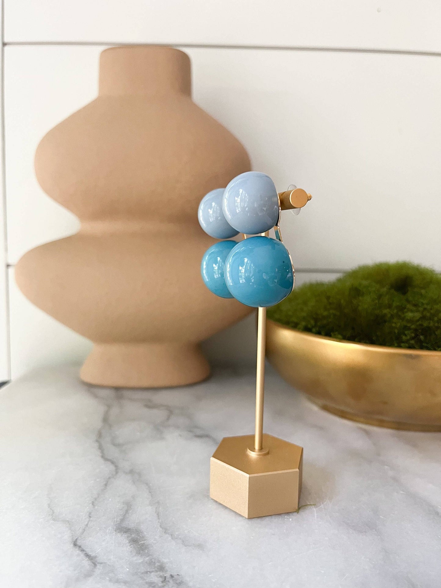 Bubble Gum Baubles: Double Color Ball Earrings Blue
