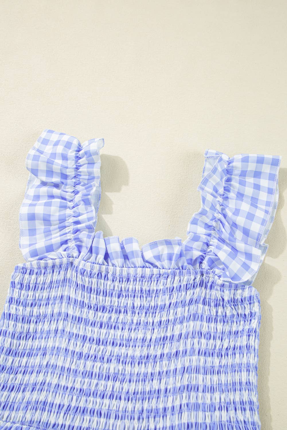 Plaid Square Neck Fit-and-flared Vacation Sundress