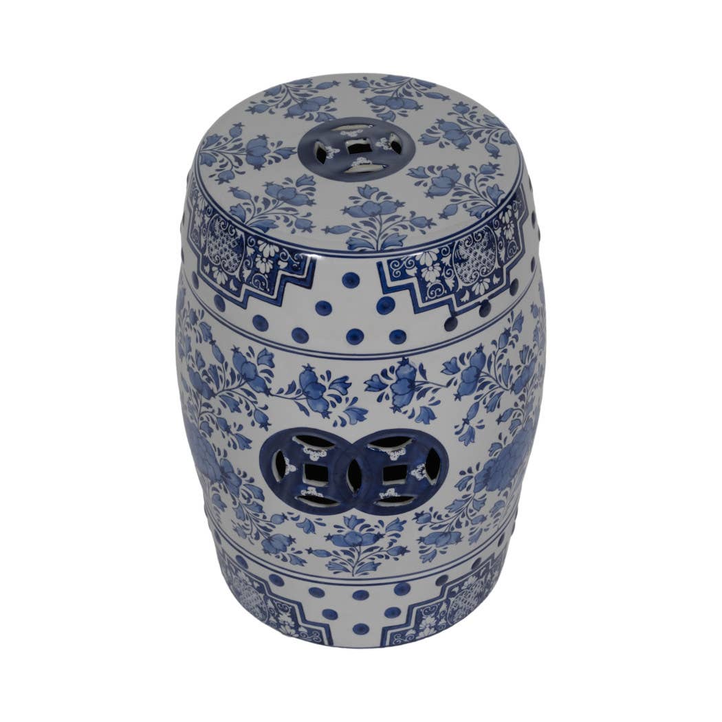 Ceramic Chinoiserie Floral Garden Stool