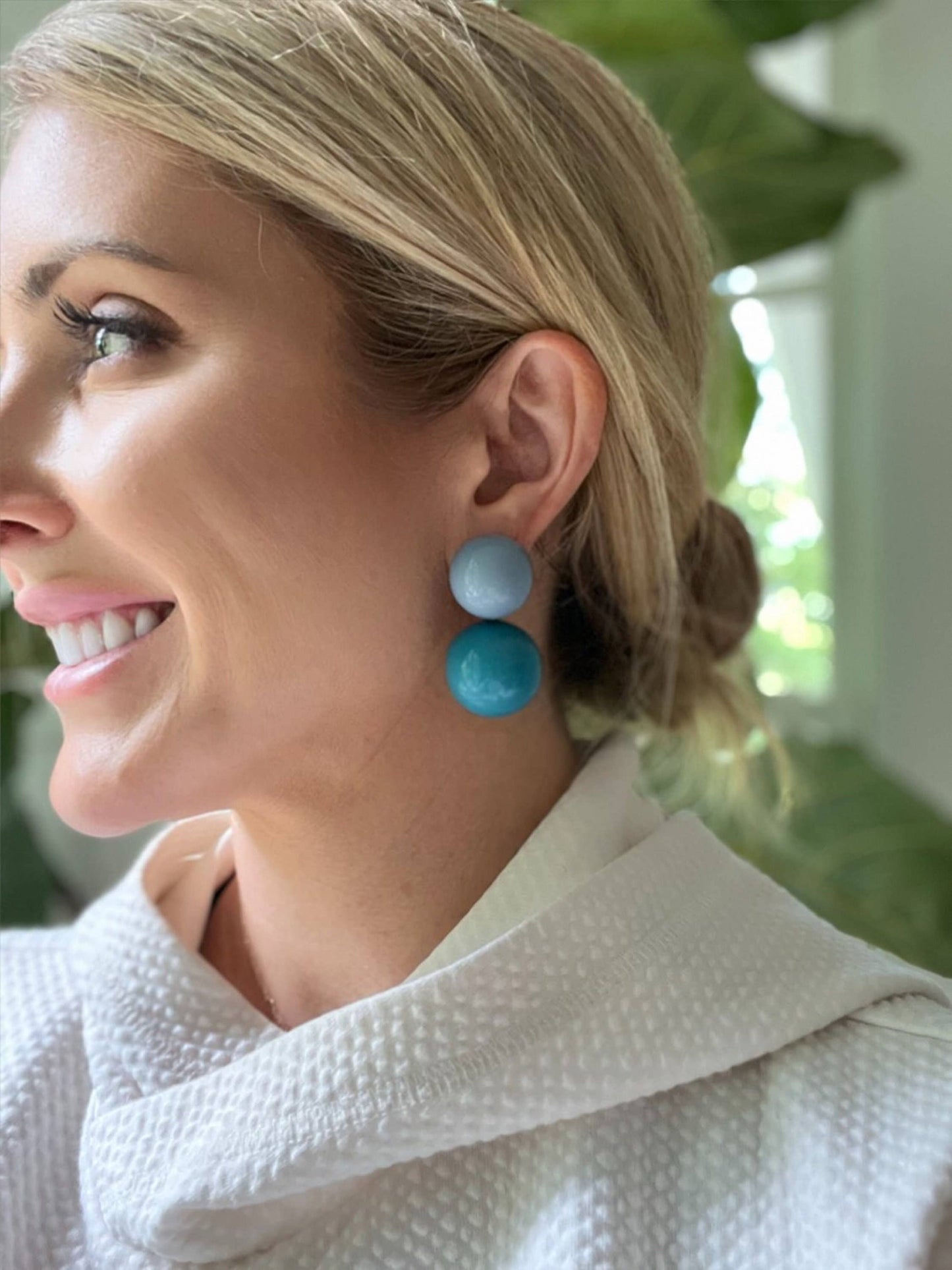 Bubble Gum Baubles: Double Color Ball Earrings Blue