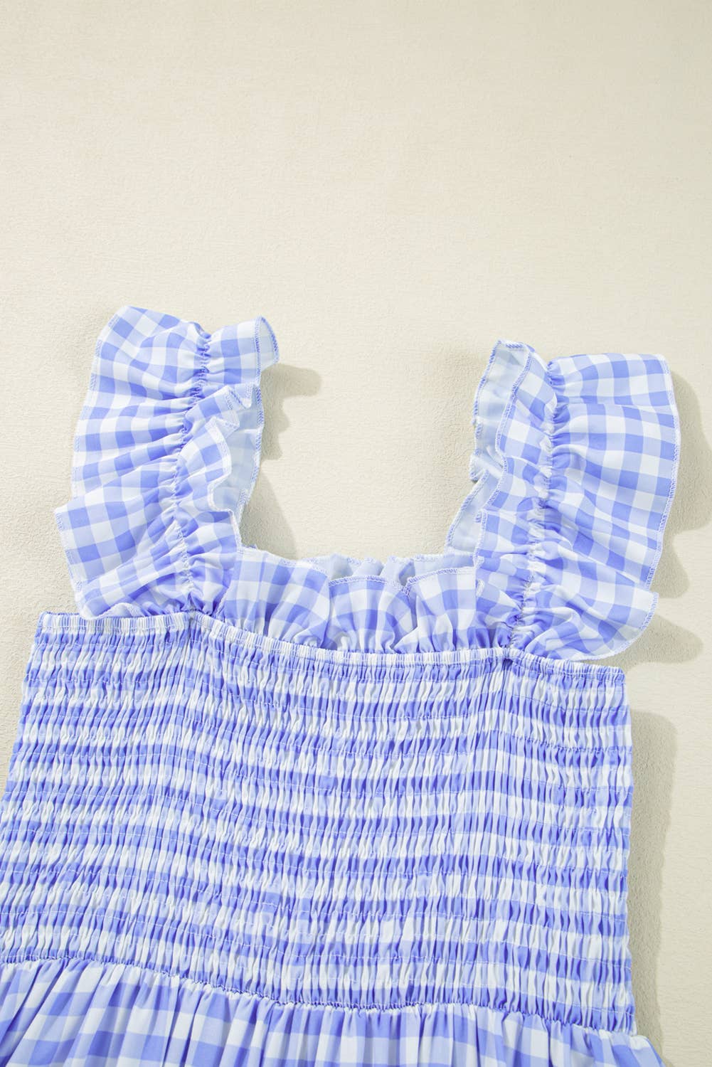 Plaid Square Neck Fit-and-flared Vacation Sundress