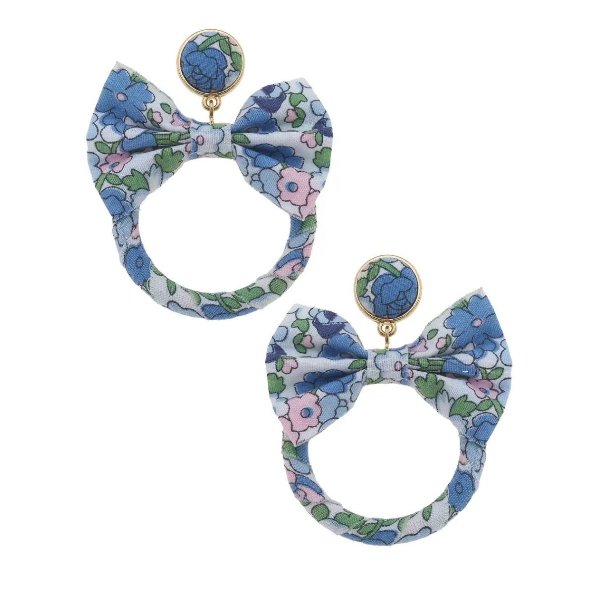 Norah Vintage Floral Bow Drop Hoop Earrings