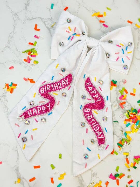 Happy Birthday Bow Hair Clip