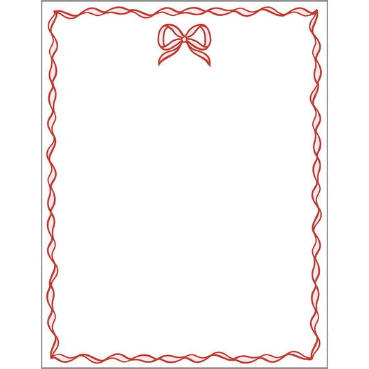 4.25 x 5.5 Red + Lt. Pink Bow Scallop Notepad