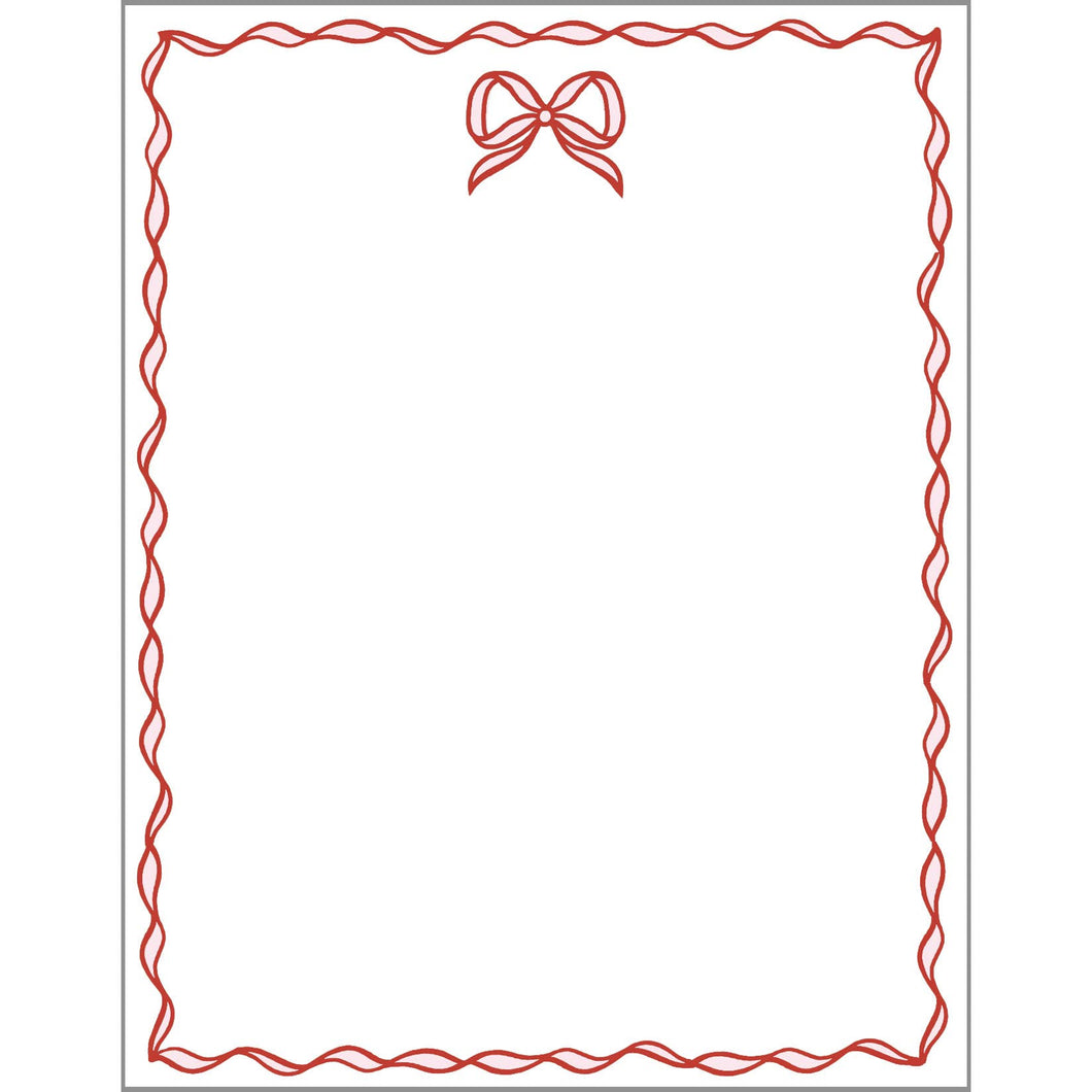 4.25 x 5.5 Red + Lt. Pink Bow Scallop Notepad