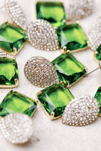 Load image into Gallery viewer, Retro Pave Crystal and Peridot Gum Drop Earrings
