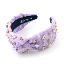 Load image into Gallery viewer, Lavender Textured Headband with Crystal
