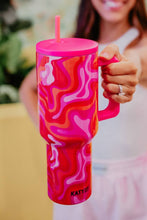 Load image into Gallery viewer, Hot Pink Retro Swirl Valentine&#39;s Day Stainless Steel Tumbler: Hot Pink
