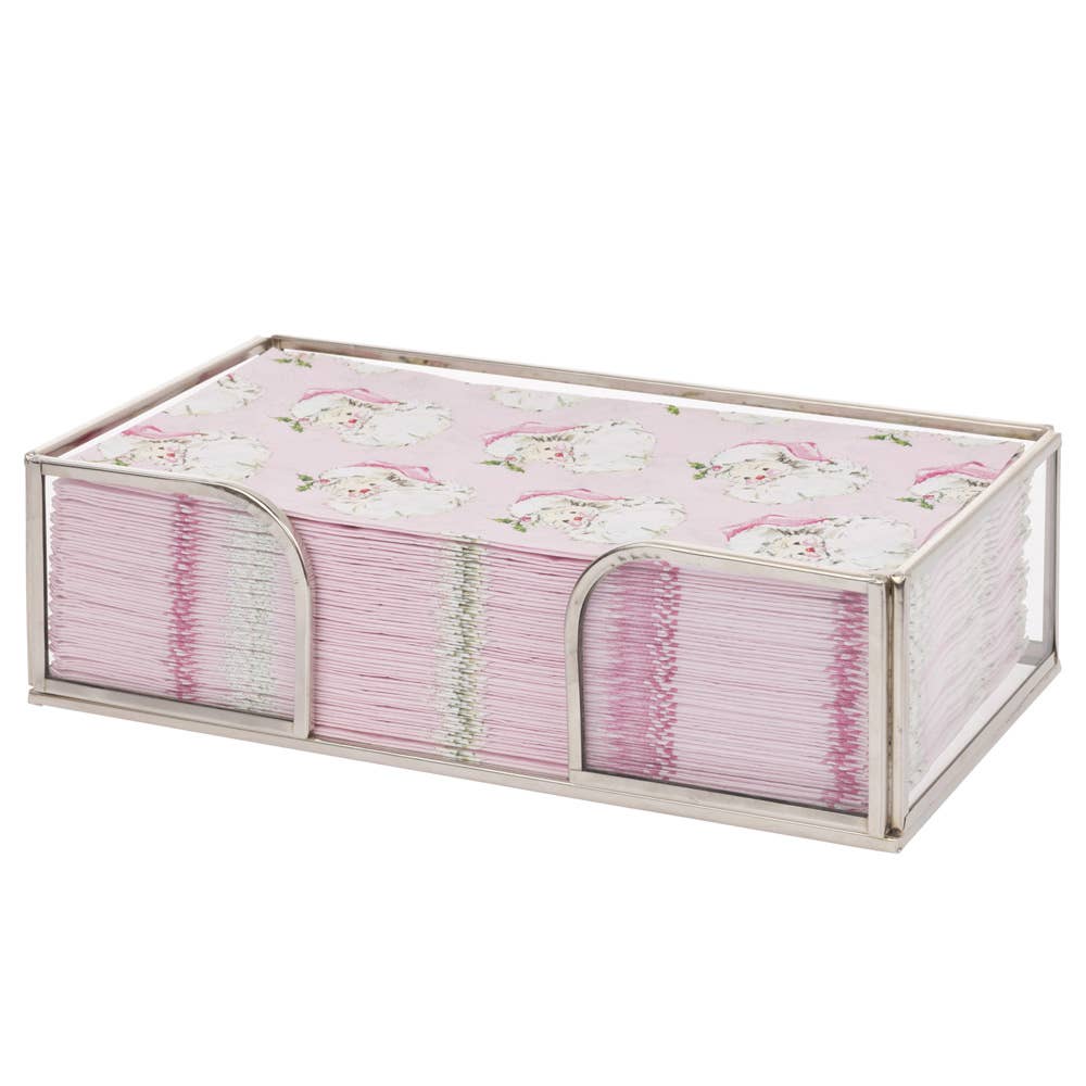 Silver Edge Glass Caddy Christmas for Paper Guest Towels