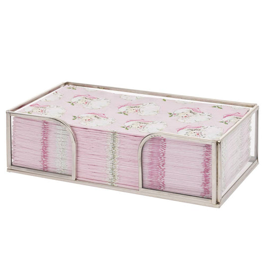 Silver Edge Glass Caddy Christmas for Paper Guest Towels