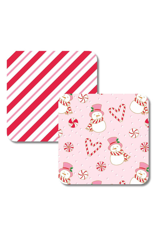 Snowman Double-Sided Thick Paper Coasters (Set of 8)