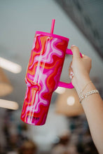 Load image into Gallery viewer, Hot Pink Retro Swirl Valentine&#39;s Day Stainless Steel Tumbler: Hot Pink
