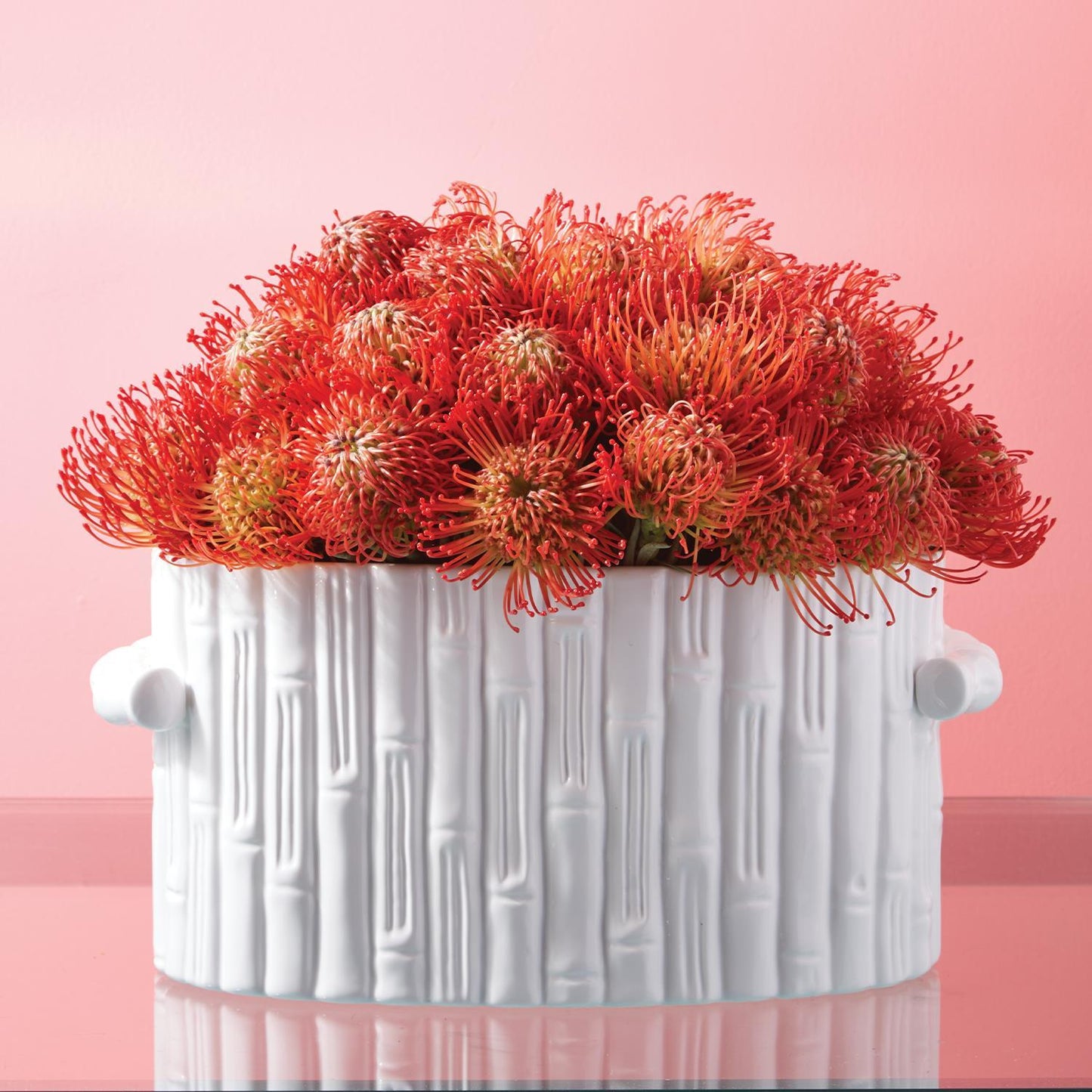 Faux Bamboo Oval Centerpiece / Cachepot with Handles