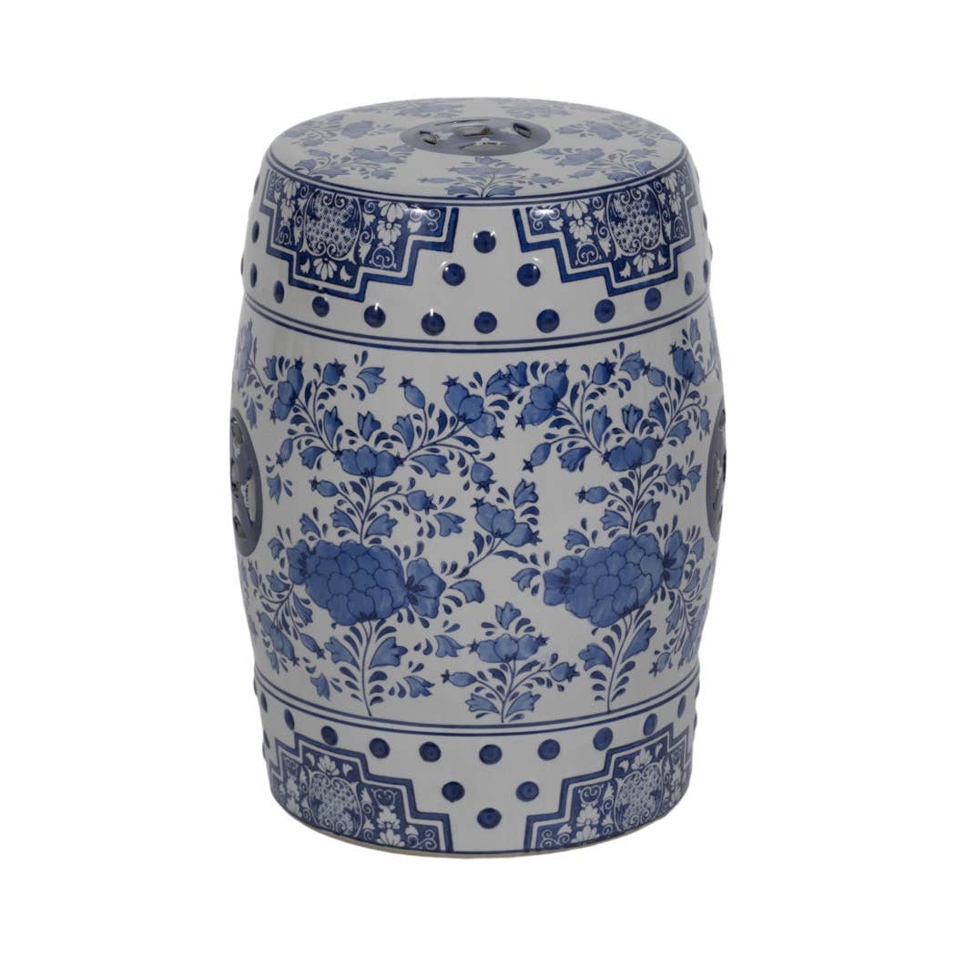 Ceramic Chinoiserie Floral Garden Stool