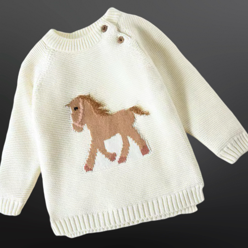 Equestrian Western Horse Knit Baby Sweater