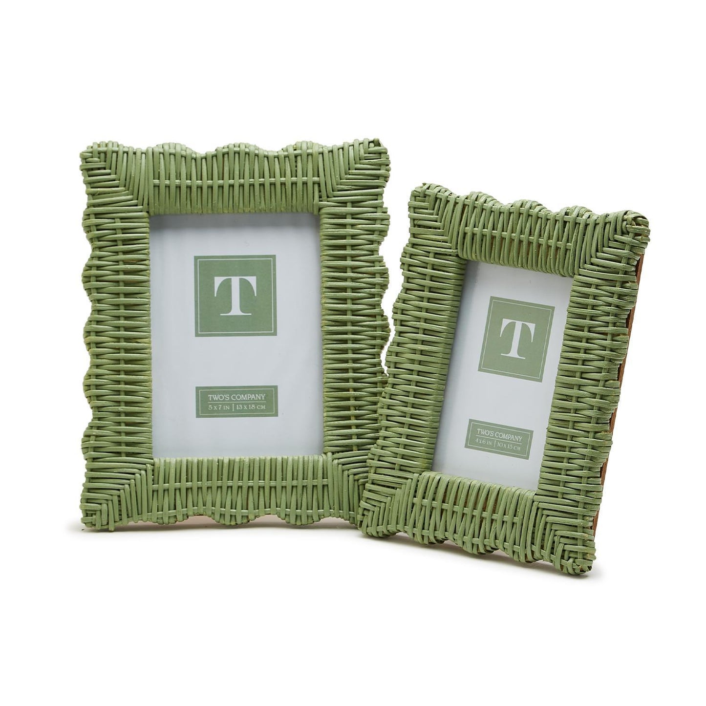 Green Wicker Weave Scalloped Frame- 2 Sizes