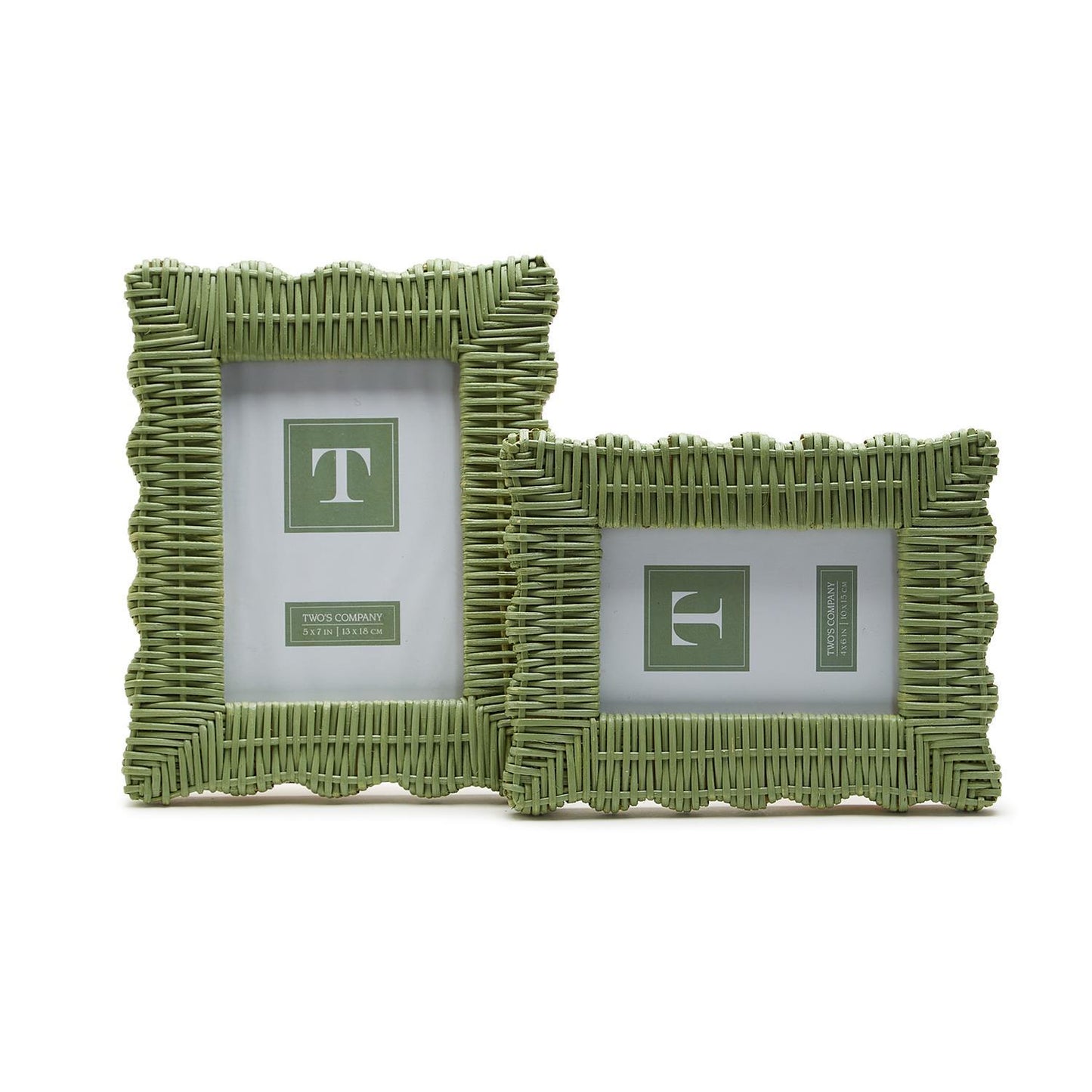 Green Wicker Weave Scalloped Frame- 2 Sizes