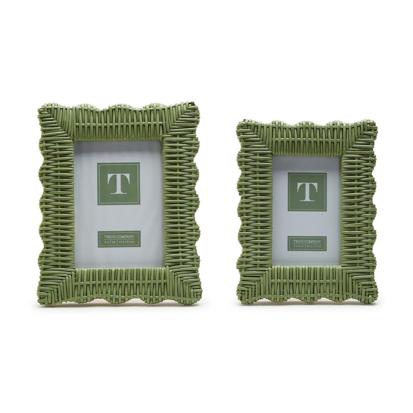 Green Wicker Weave Scalloped Frame- 2 Sizes