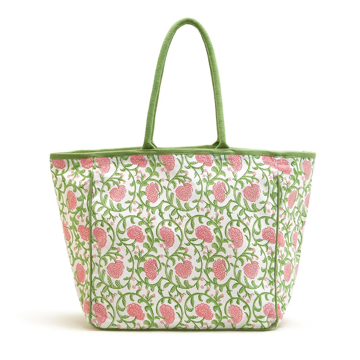 Floral Block Printed Tote Bag