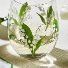 Load image into Gallery viewer, Lily of the Valley Stemless Wine Glass
