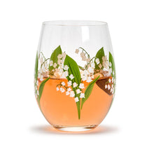 Load image into Gallery viewer, Lily of the Valley Stemless Wine Glass
