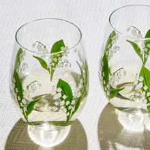 Load image into Gallery viewer, Lily of the Valley Stemless Wine Glass
