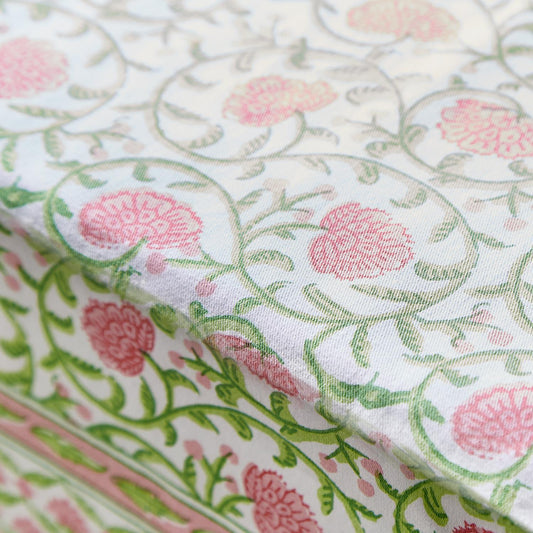 Floral Block Print Tablecloth- 2 Sizes
