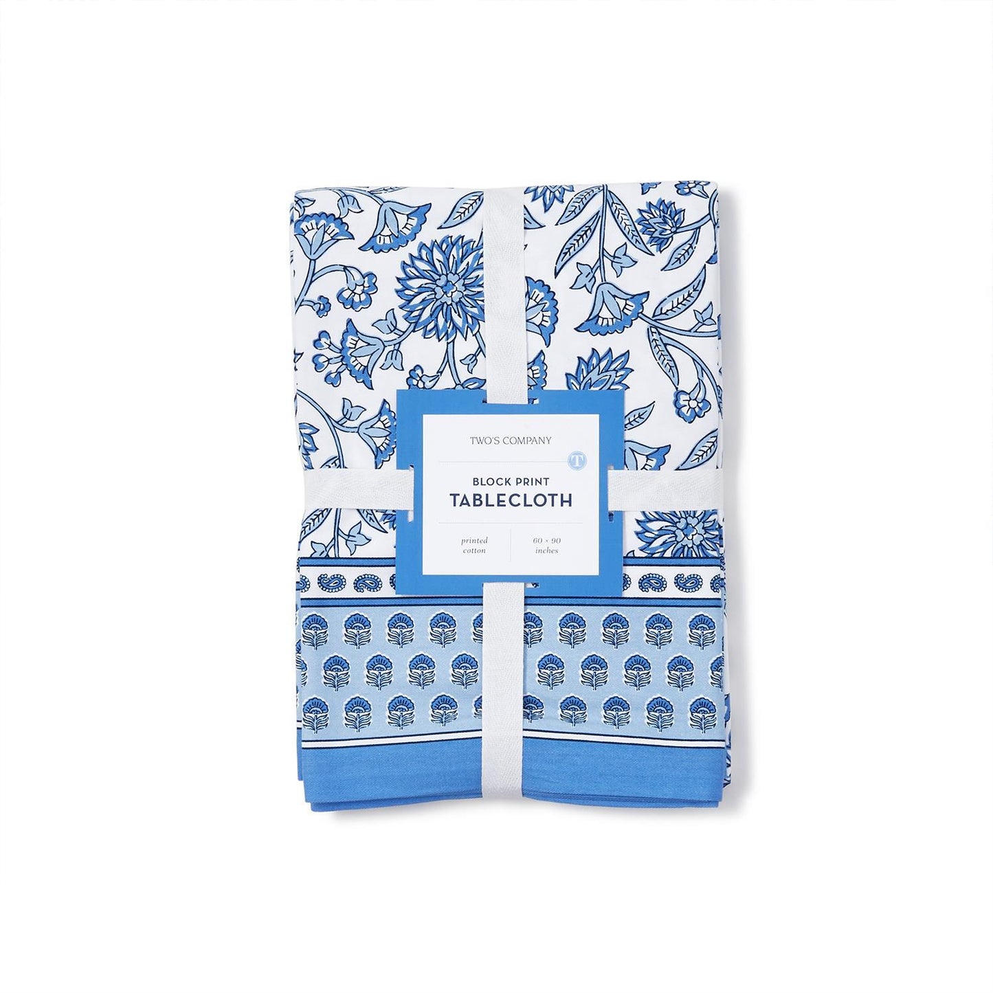 Blue Chinoiserie Block Print Tablecloth- 2 Sizes