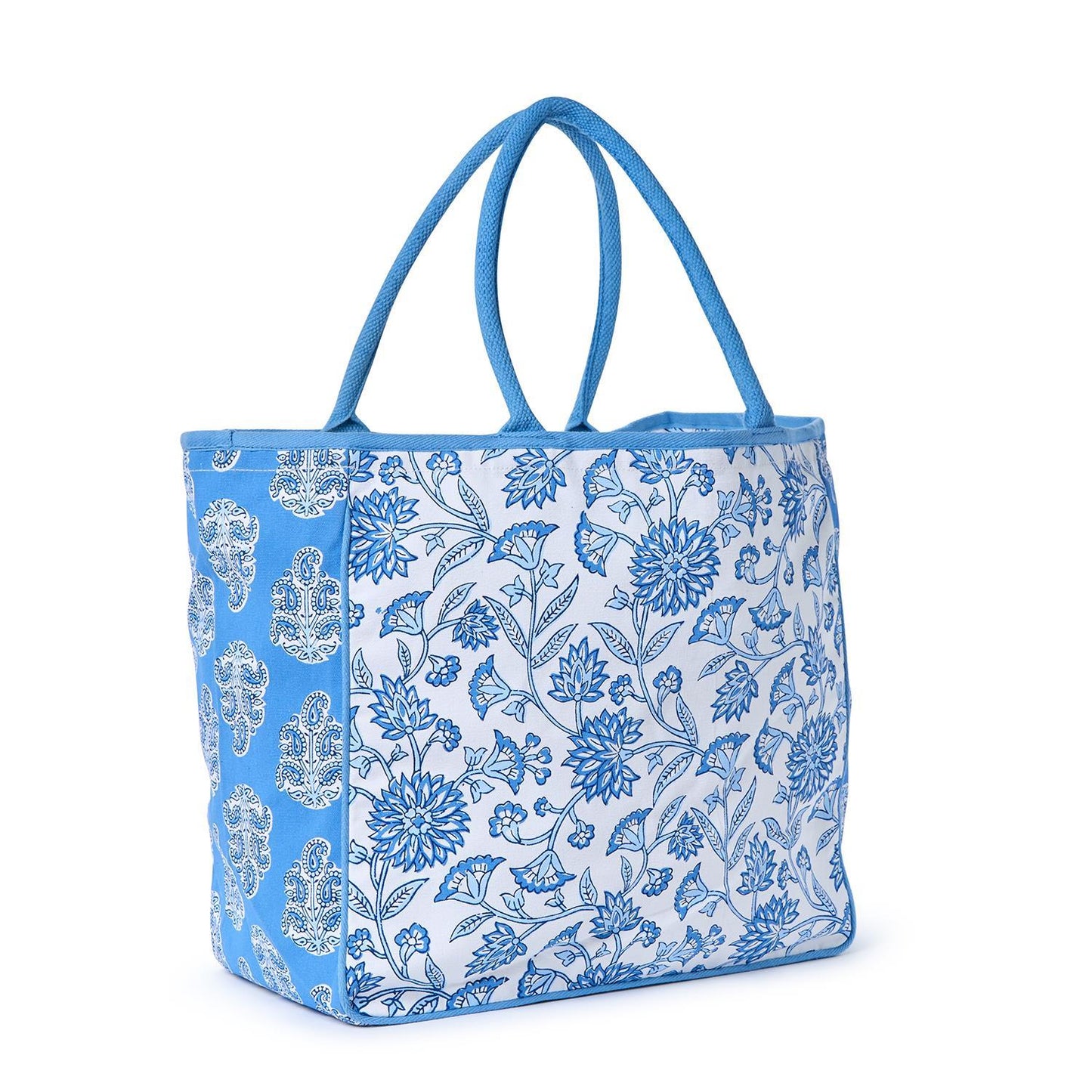 Blue Block Print Tote Bag - Two's Company