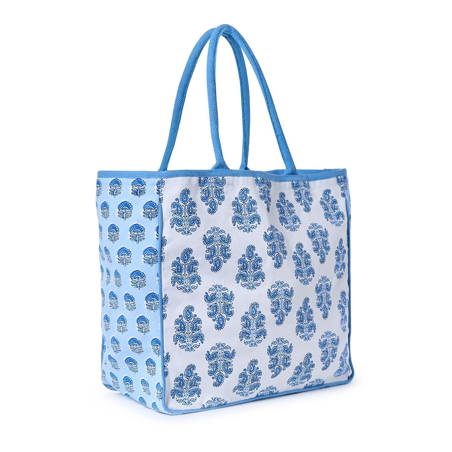 Blue Block Print Tote Bag - Two's Company