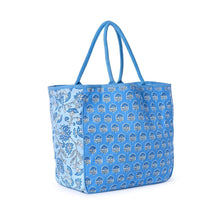 Load image into Gallery viewer, Blue Block Print Tote Bag - Two&#39;s Company
