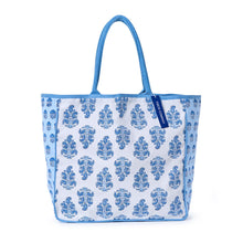 Load image into Gallery viewer, Blue Block Print Tote Bag - Two&#39;s Company
